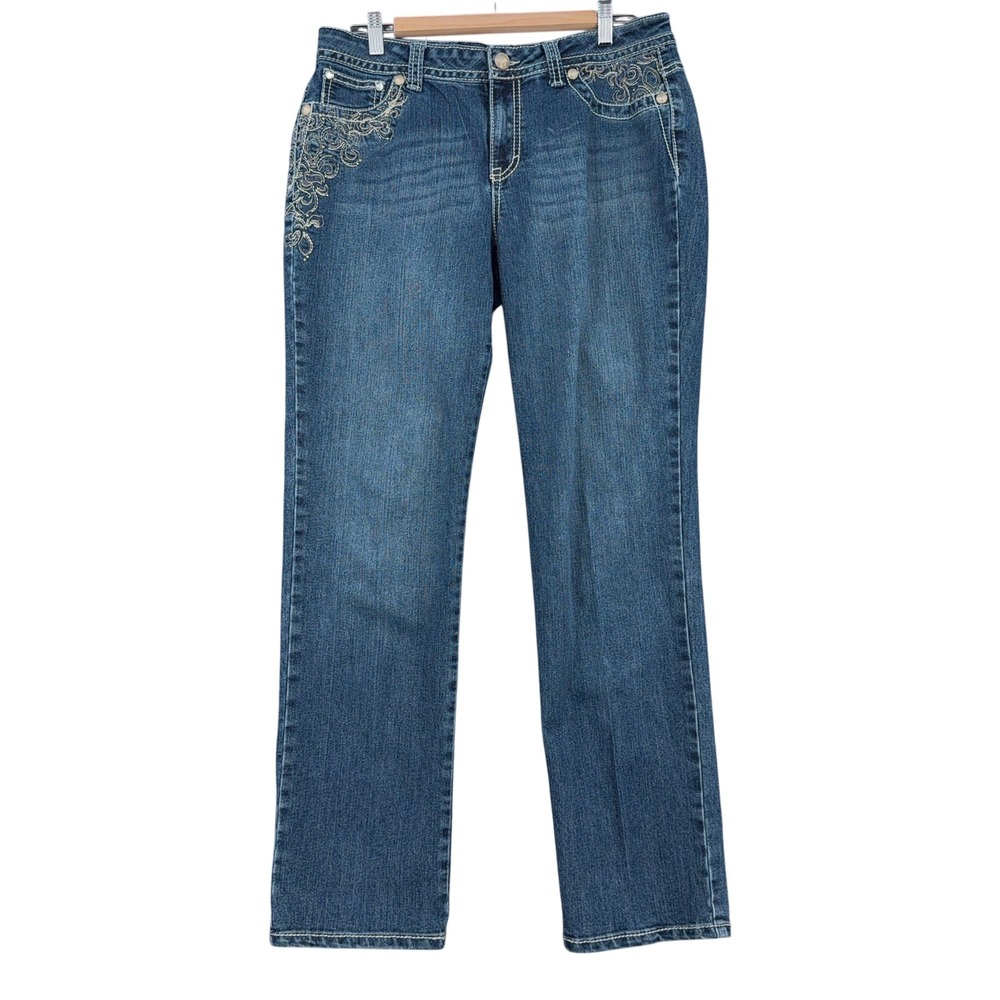 Style & Co Curvy Fit‎ Straight Leg Womens 12 Cotton Blend Blue Jeans